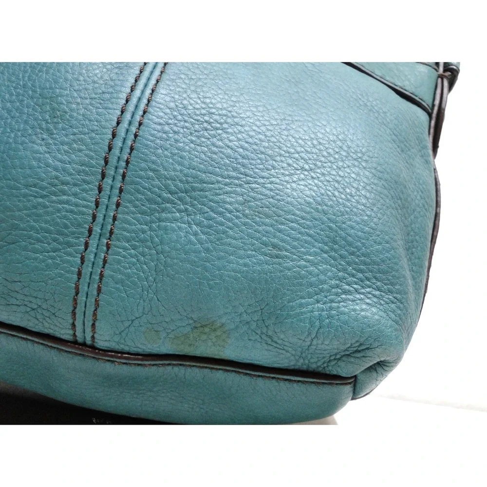 Fossil‎ Long Live Vintage 1954 Teal Leather Crossbody Bag Turnlock Small